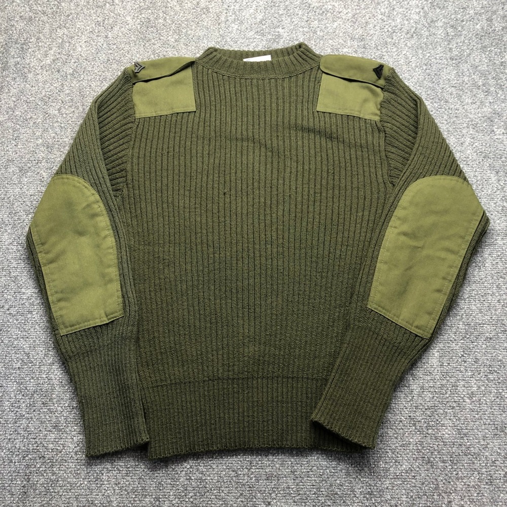 DSCP Valor Collection Mens Olive Green Wool Ribbed Military Commando Sweater